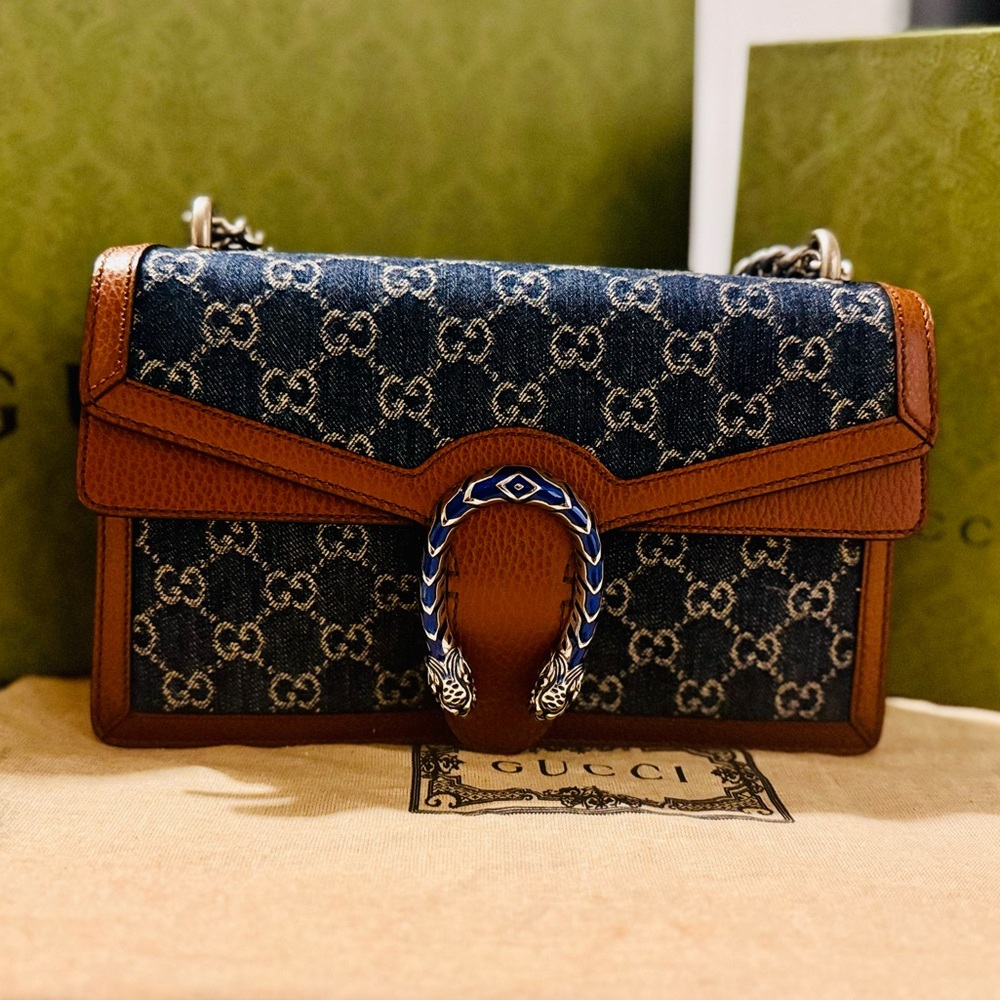NEW GUCCI GG MONOGRAM DENIM DIONYSUS PURSE